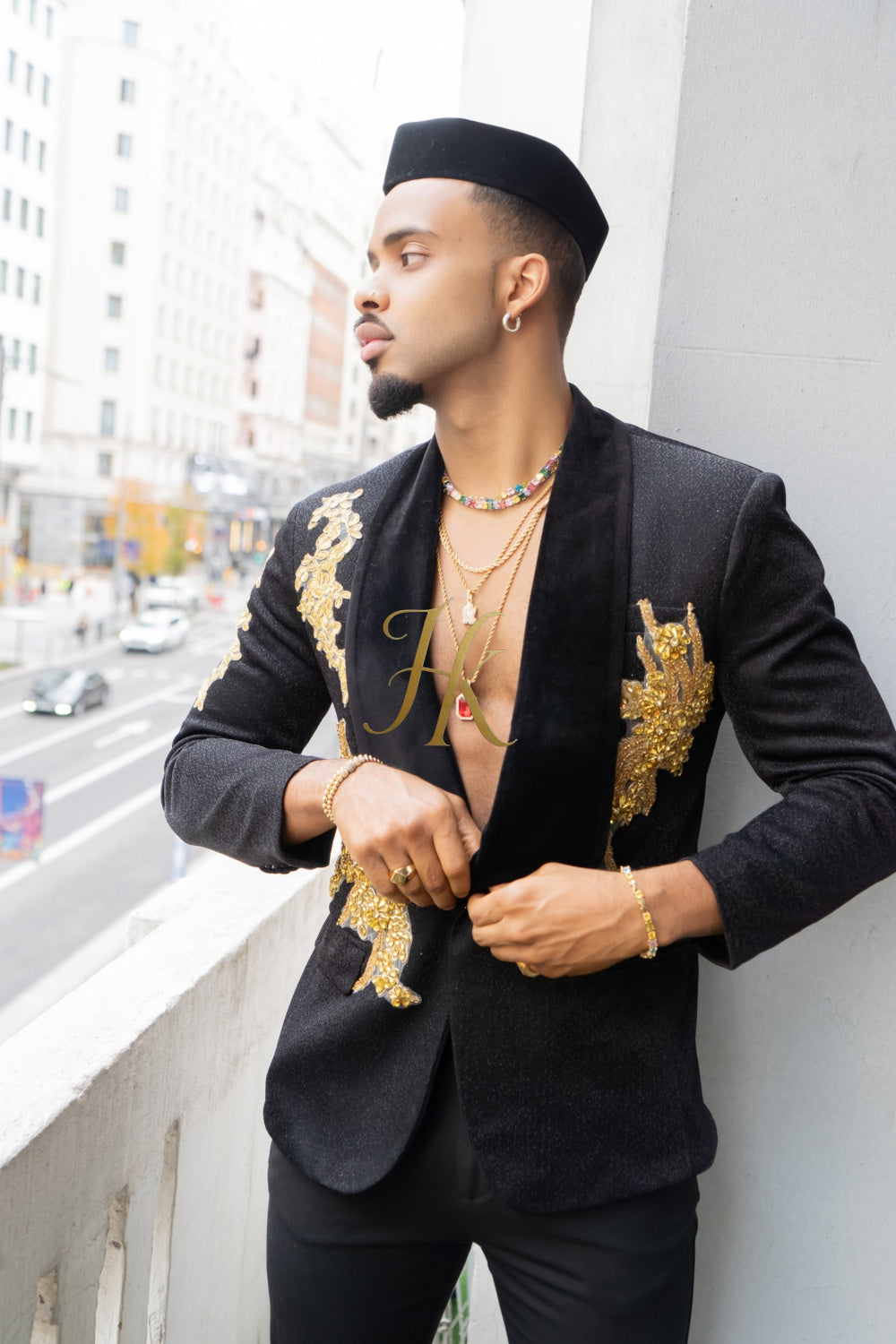 Luxurious Custom Men's Suit blazer : Sheer Velvet Lapel blazer with Appliques, Beads, Diamonds | Tailored Plus Size Options Available - kayibstrore