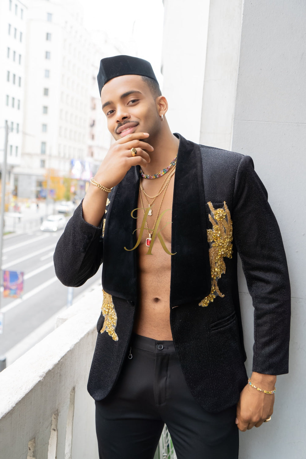 Luxurious Custom Men's Suit blazer : Sheer Velvet Lapel blazer with Appliques, Beads, Diamonds | Tailored Plus Size Options Available - kayibstrore