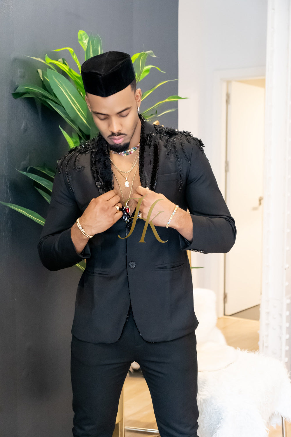 Handmade Custom velvet blazer Men's Suit with Sheer Velvet Lapel - Elevate Formal Style | KAYIB - kayibstrore