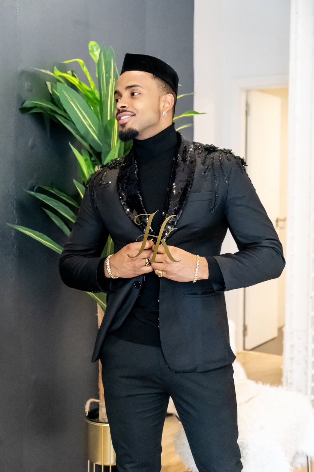 Handmade Custom velvet blazer Men's Suit with Sheer Velvet Lapel - Elevate Formal Style | KAYIB - kayibstrore