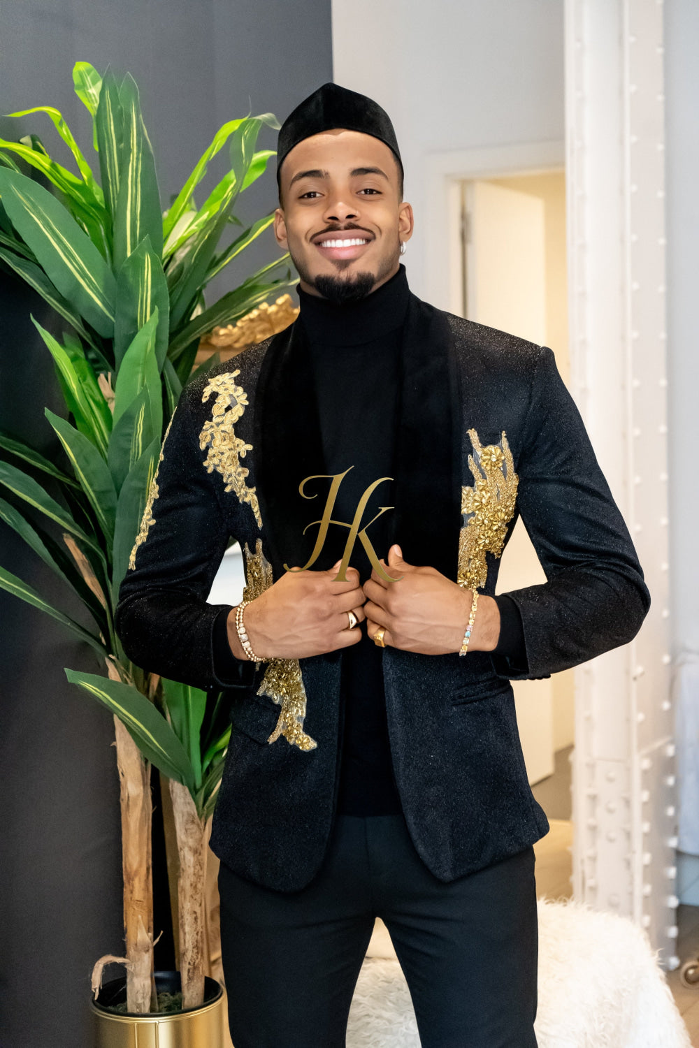 Luxurious Custom Men's Suit blazer : Sheer Velvet Lapel blazer with Appliques, Beads, Diamonds | Tailored Plus Size Options Available - kayibstrore