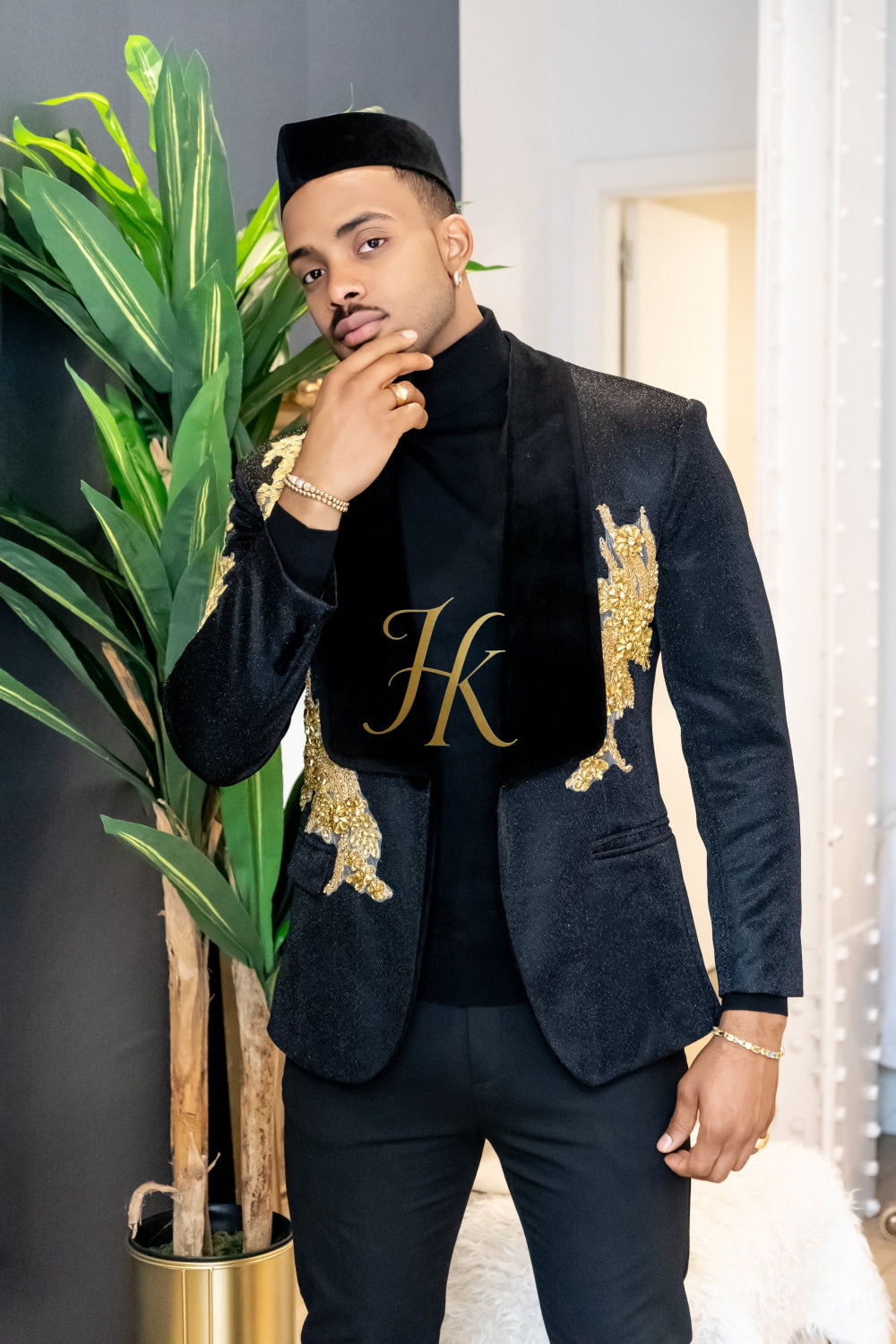 Luxurious Custom Men's Suit blazer : Sheer Velvet Lapel blazer with Appliques, Beads, Diamonds | Tailored Plus Size Options Available - kayibstrore