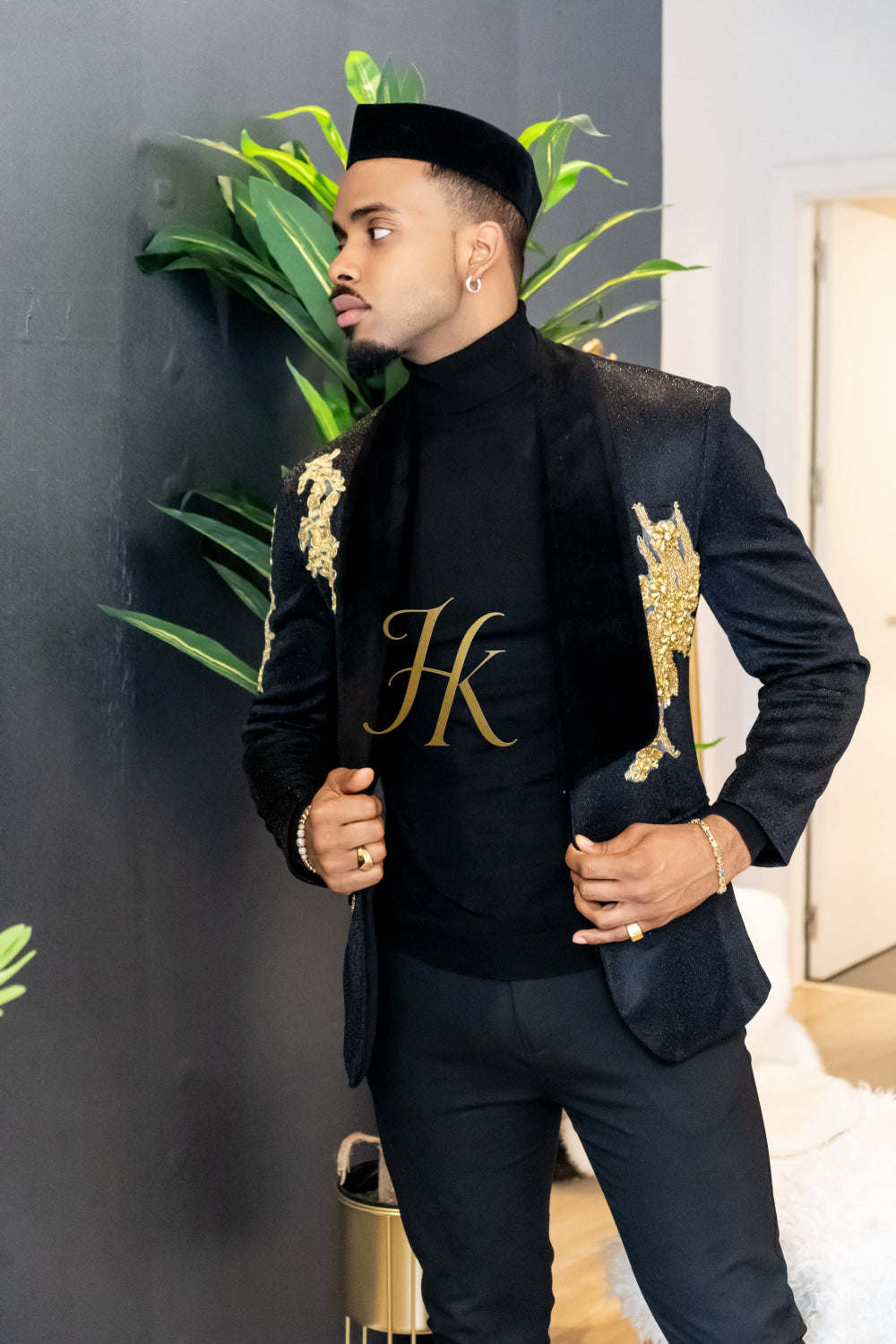 Luxurious Custom Men's Suit blazer : Sheer Velvet Lapel blazer with Appliques, Beads, Diamonds | Tailored Plus Size Options Available - kayibstrore