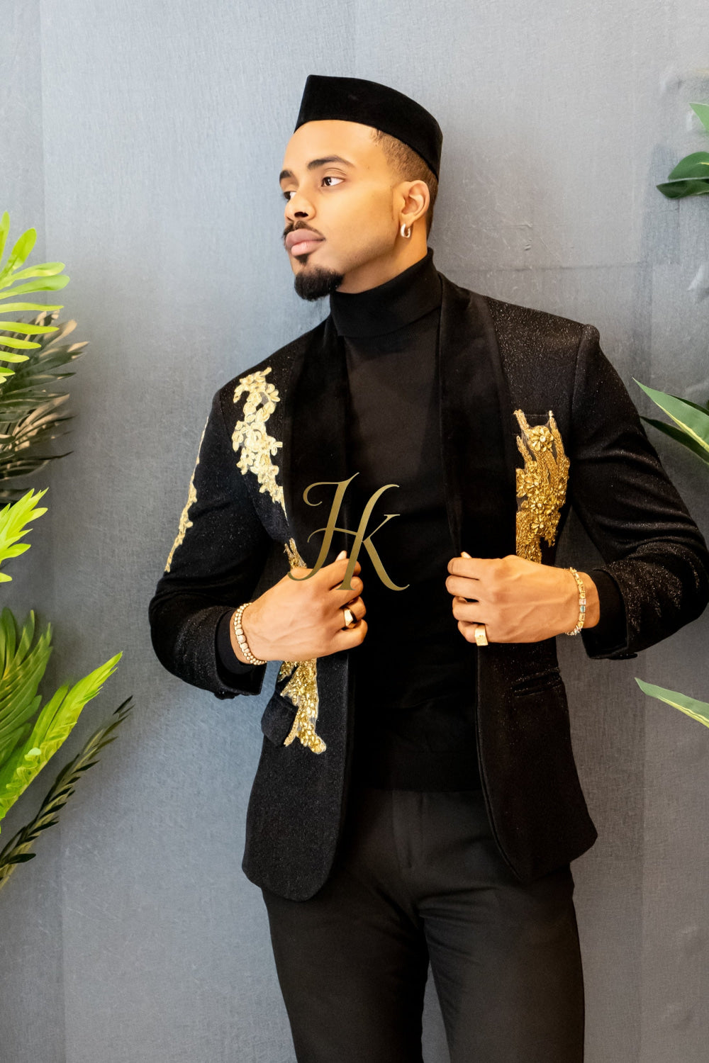Luxurious Custom Men's Suit blazer : Sheer Velvet Lapel blazer with Appliques, Beads, Diamonds | Tailored Plus Size Options Available - kayibstrore