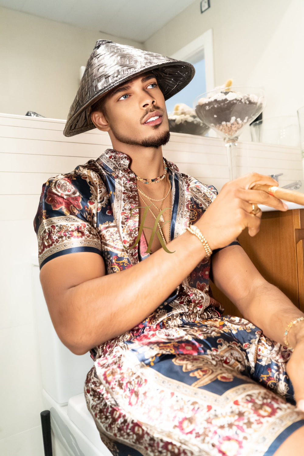 Luxury Boho Silk Shirt Set - Festival Outfit, Handmade Men's Fashion - kayibstrore