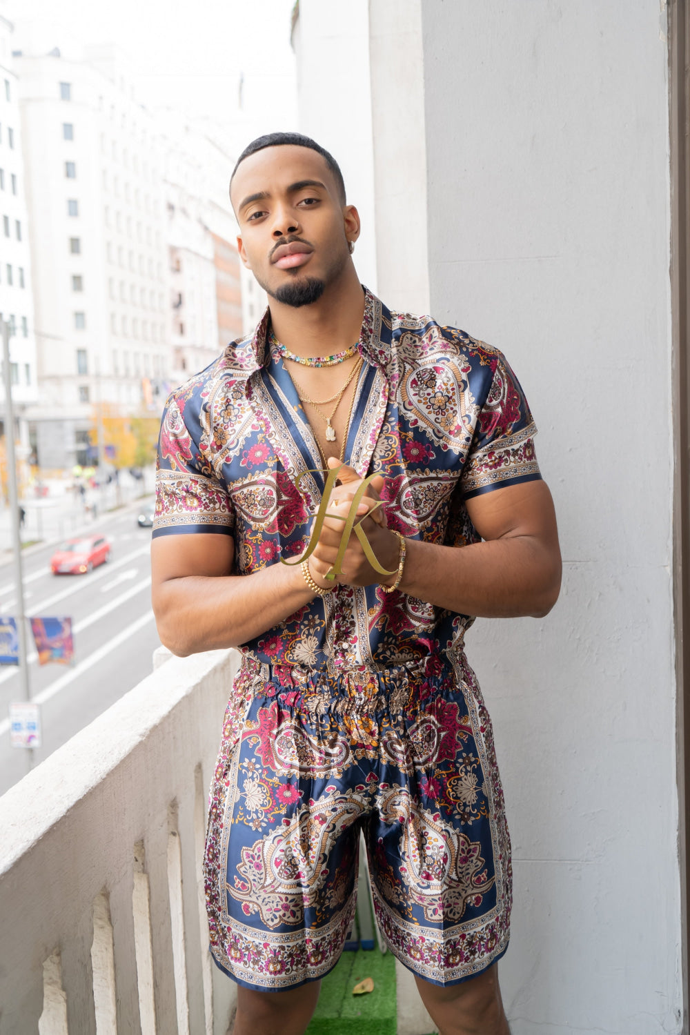 Fashion Luxury Boho Silk Shirt Set - Festival Outfit, Handmade Men's Fashion - kayibstrore