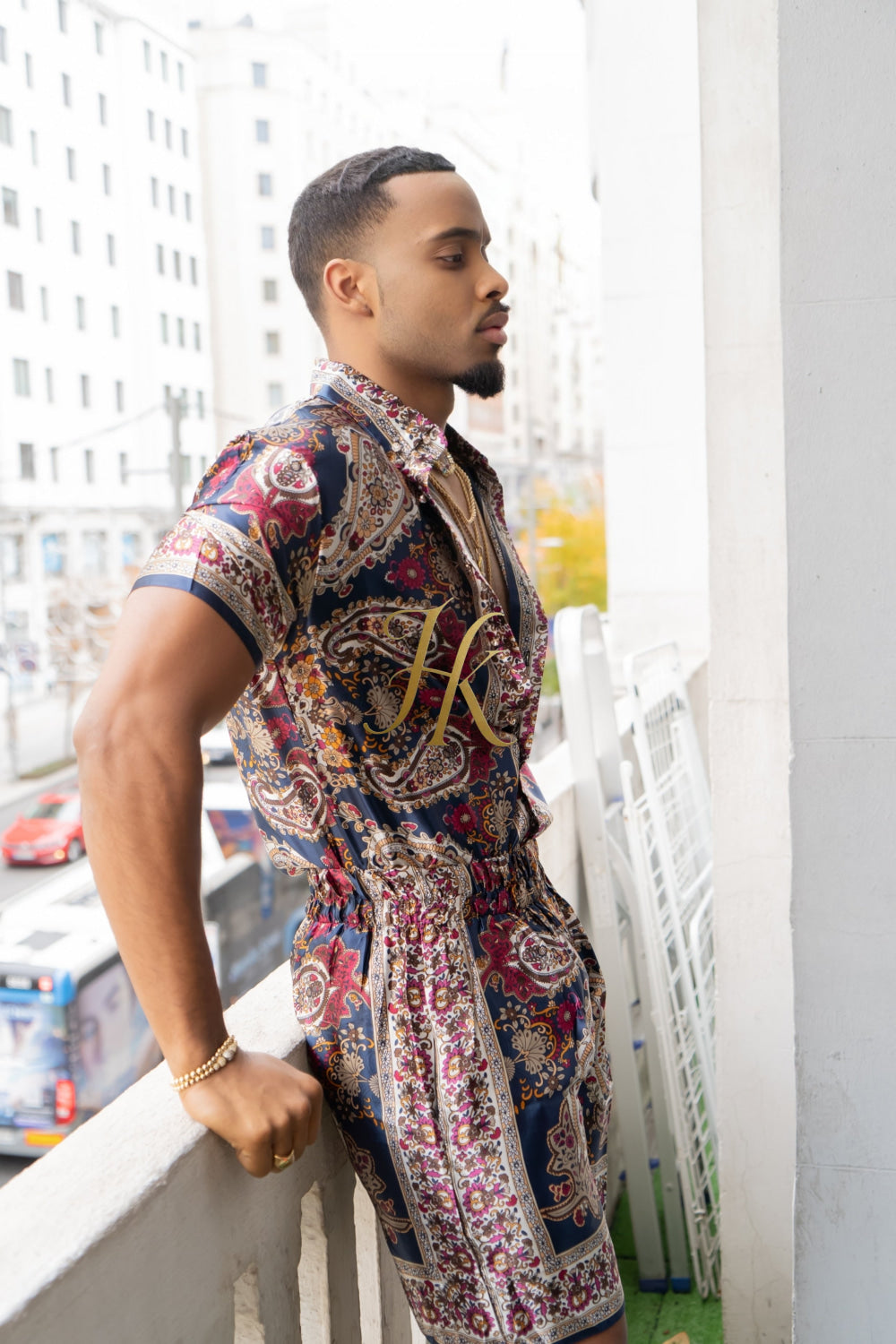 Fashion Luxury Boho Silk Shirt Set - Festival Outfit, Handmade Men's Fashion - kayibstrore