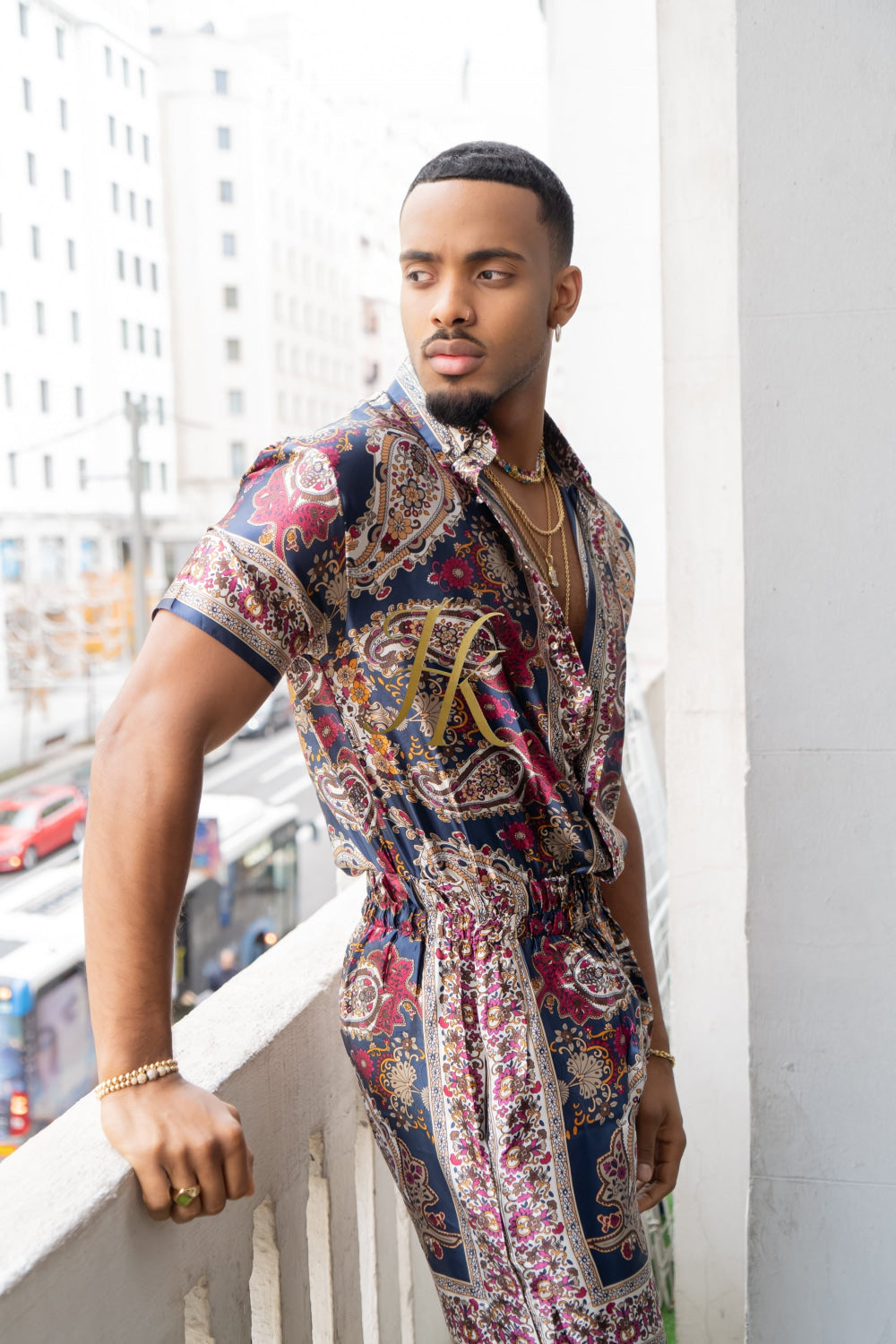 Fashion Luxury Boho Silk Shirt Set - Festival Outfit, Handmade Men's Fashion - kayibstrore