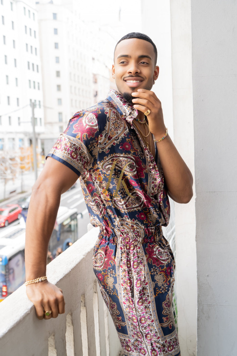 Fashion Luxury Boho Silk Shirt Set - Festival Outfit, Handmade Men's Fashion - kayibstrore