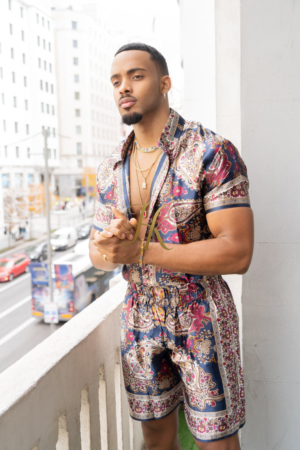 Fashion Luxury Boho Silk Shirt Set - Festival Outfit, Handmade Men's Fashion - kayibstrore