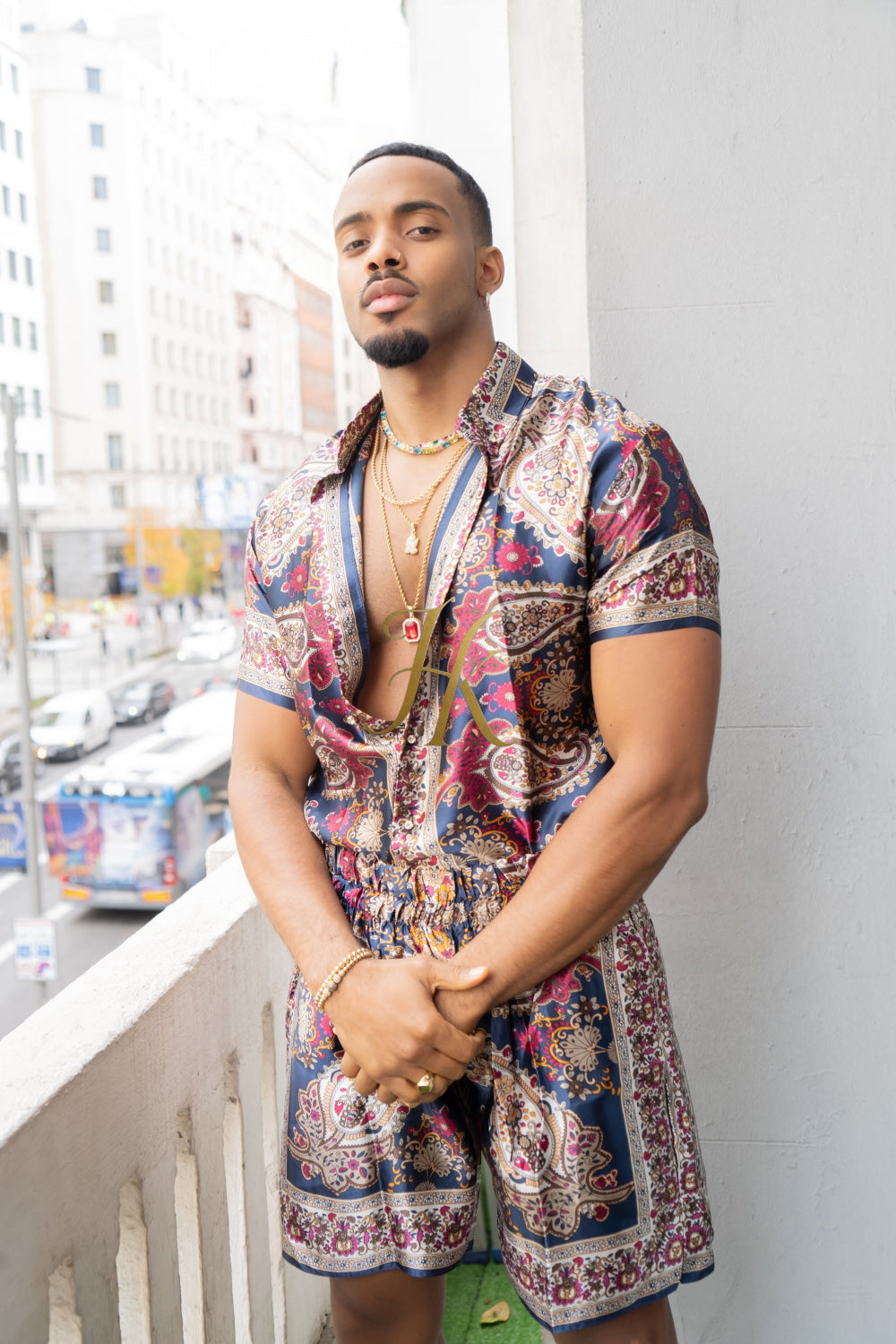 Fashion Luxury Boho Silk Shirt Set - Festival Outfit, Handmade Men's Fashion - kayibstrore