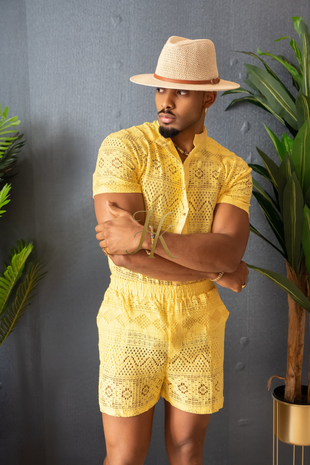 Spring/Summer Men's Lace Two-Piece Clothing: Sophisticated & Versatile Ensemble - kayibstrore