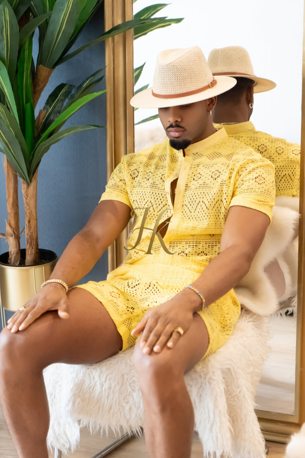 Spring/Summer Men's Lace Two-Piece Clothing: Sophisticated & Versatile Ensemble - kayibstrore