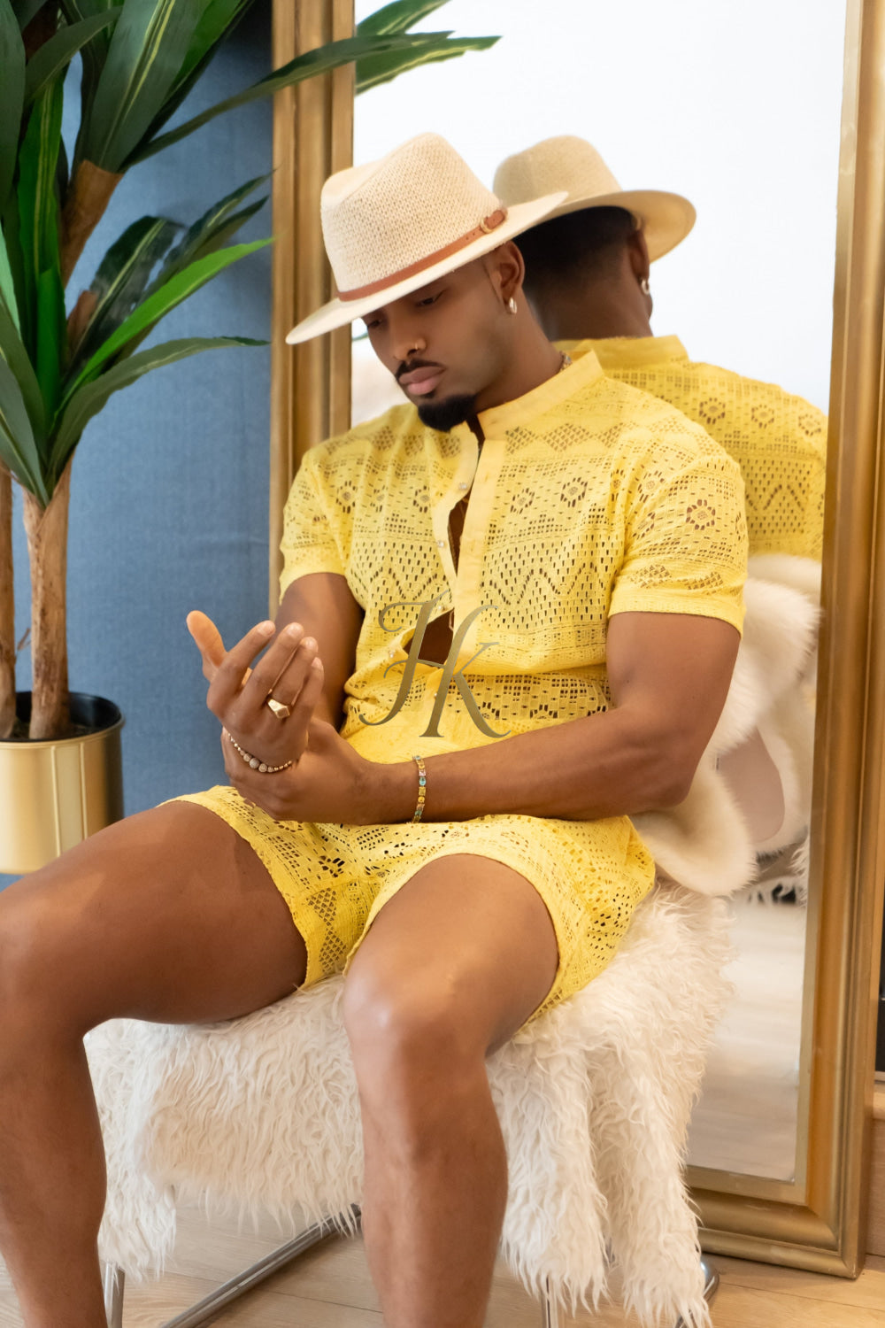 Spring/Summer Men's Lace Two-Piece Clothing: Sophisticated & Versatile Ensemble - kayibstrore