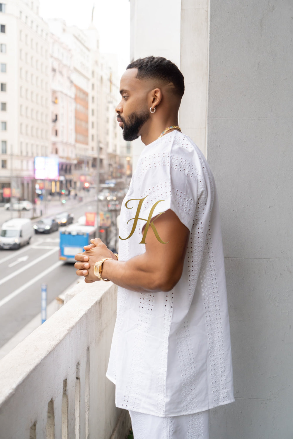 White Men's Lace Two-Piece Clothing: Sophisticated & Versatile Ensemble - kayibstrore
