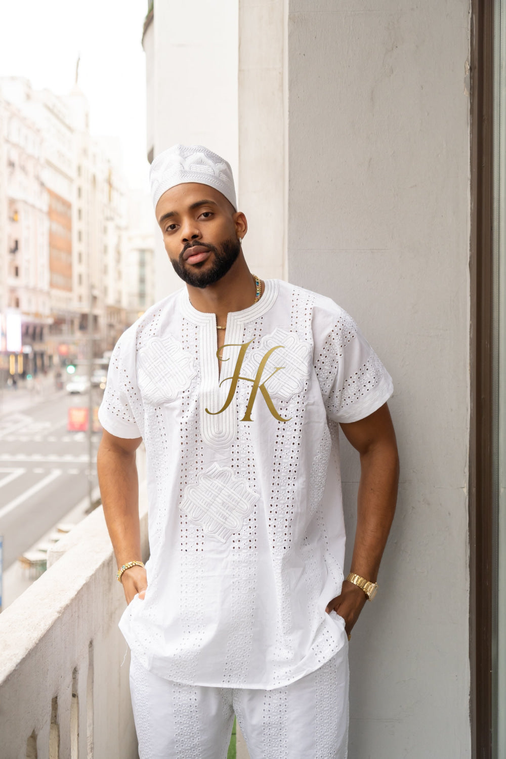 White Men's Lace Two-Piece Clothing: Sophisticated & Versatile Ensemble - kayibstrore