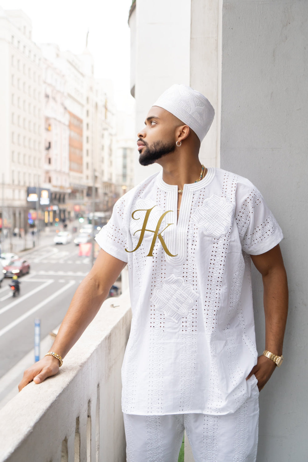 White Men's Lace Two-Piece Clothing: Sophisticated & Versatile Ensemble - kayibstrore