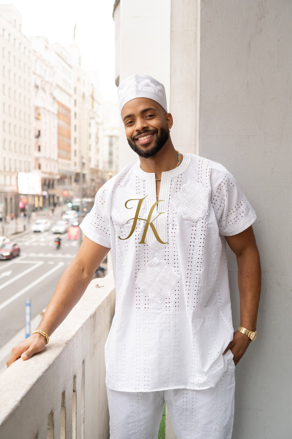 White Men's Lace Two-Piece Clothing: Sophisticated & Versatile Ensemble - kayibstrore
