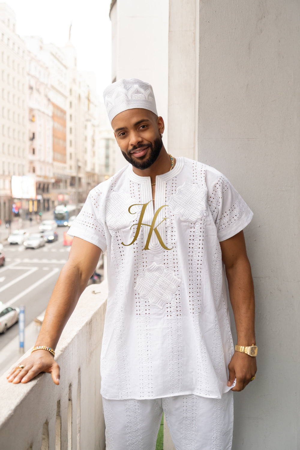 White Men's Lace Two-Piece Clothing: Sophisticated & Versatile Ensemble - kayibstrore