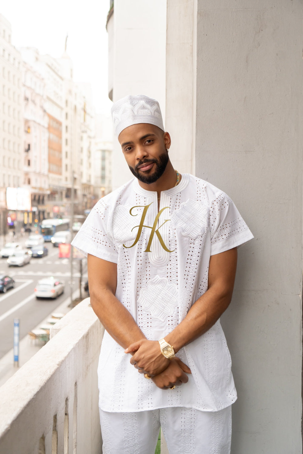 White Men's Lace Two-Piece Clothing: Sophisticated & Versatile Ensemble - kayibstrore