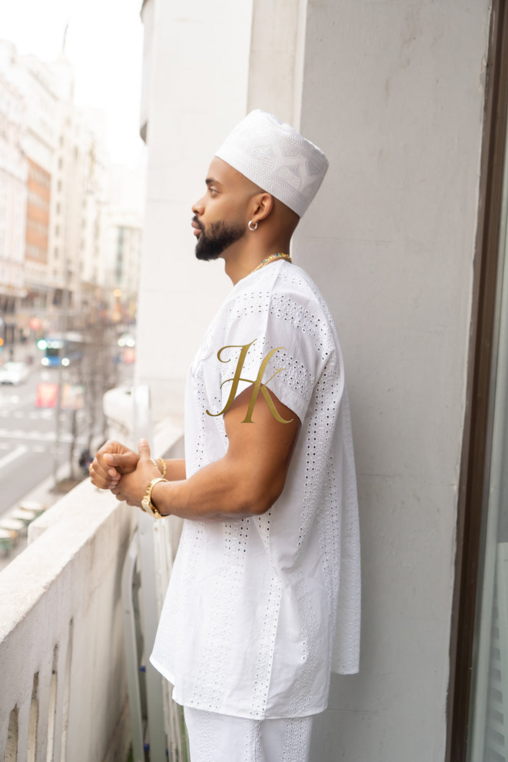 White Men's Lace Two-Piece Clothing: Sophisticated & Versatile Ensemble - kayibstrore
