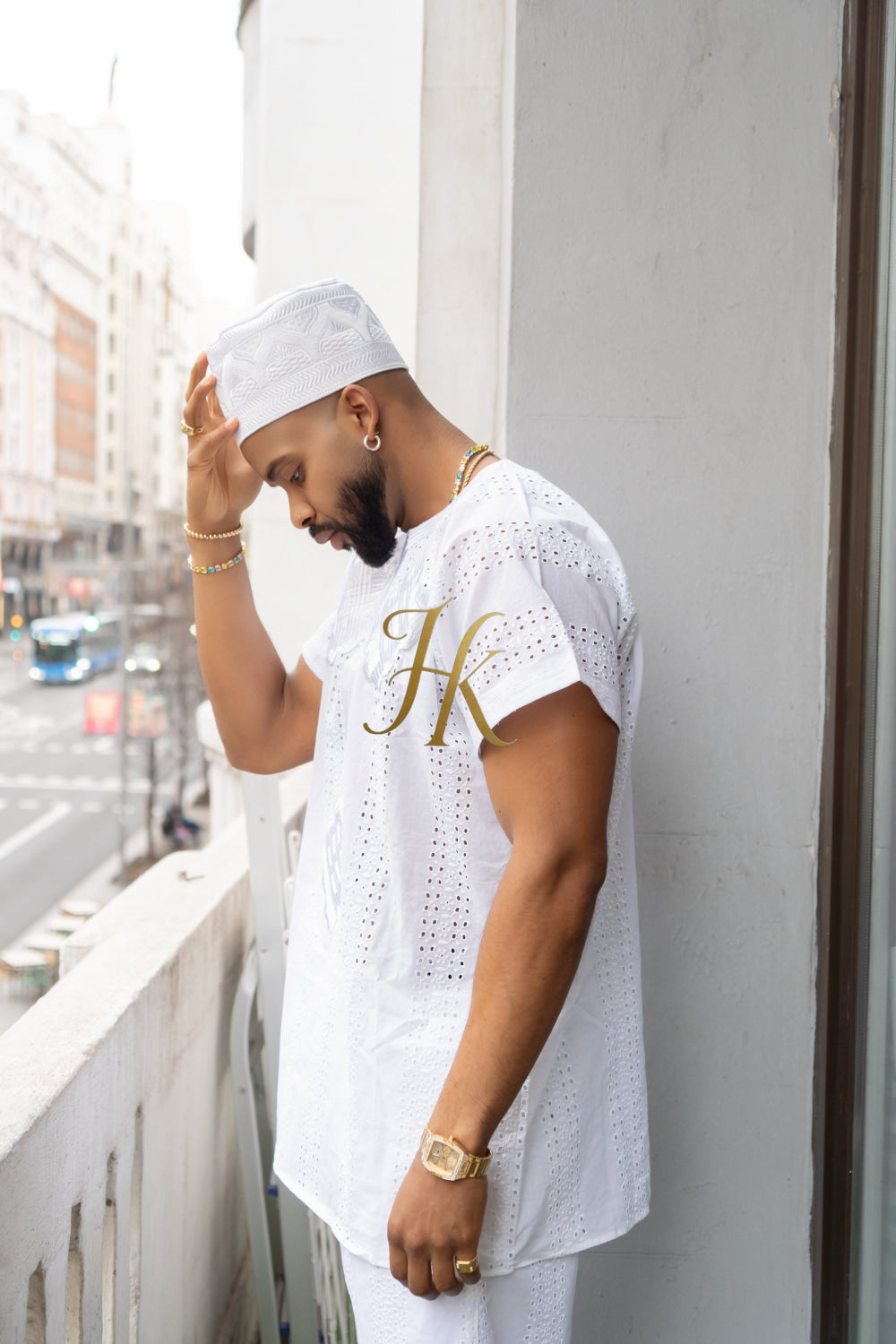 White Men's Lace Two-Piece Clothing: Sophisticated & Versatile Ensemble - kayibstrore