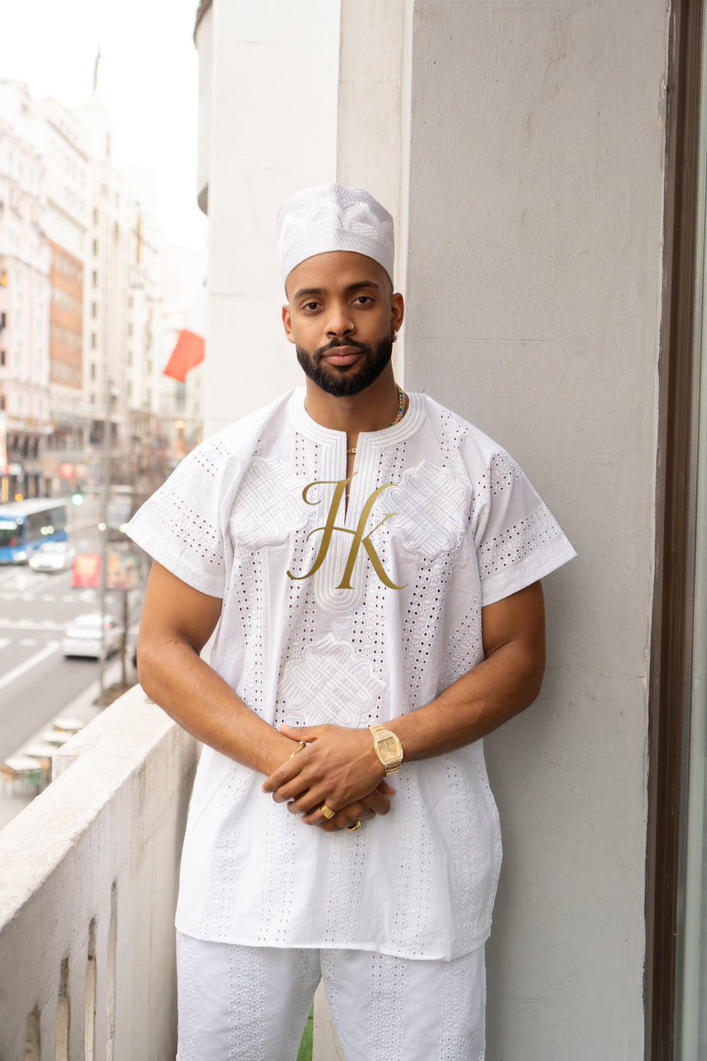 White Men's Lace Two-Piece Clothing: Sophisticated & Versatile Ensemble - kayibstrore