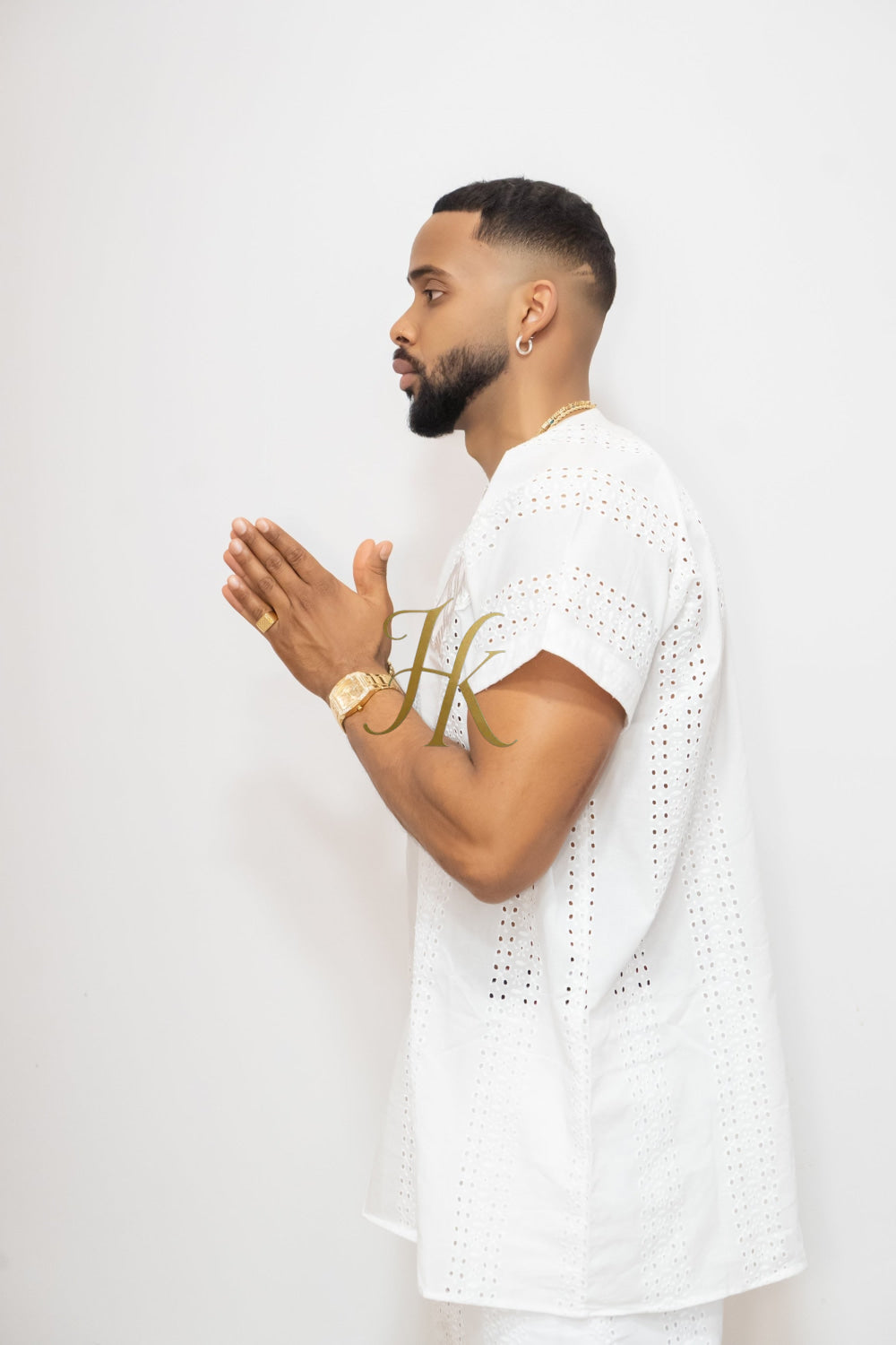 White Men's Lace Two-Piece Clothing: Sophisticated & Versatile Ensemble - kayibstrore