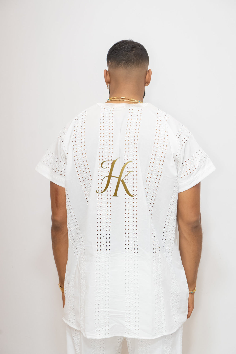White Men's Lace Two-Piece Clothing: Sophisticated & Versatile Ensemble - kayibstrore