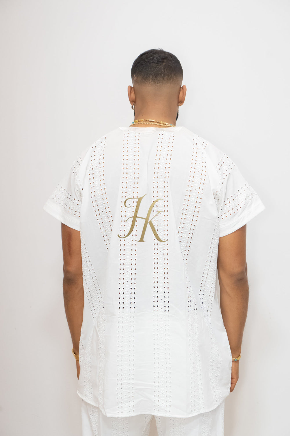 White Men's Lace Two-Piece Clothing: Sophisticated & Versatile Ensemble - kayibstrore
