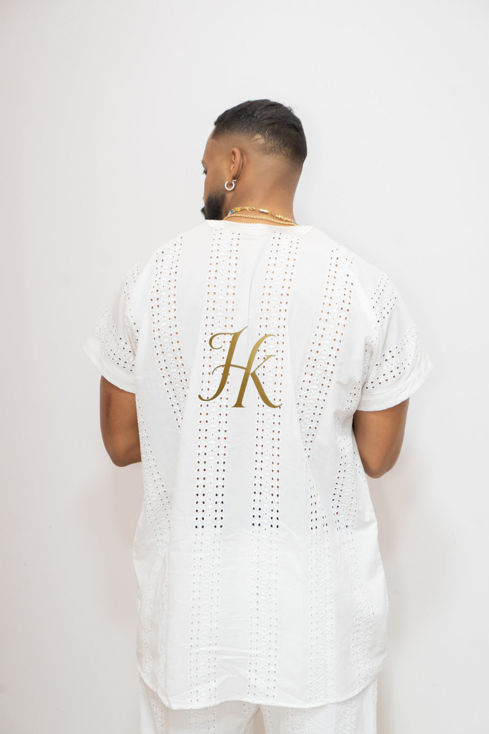 White Men's Lace Two-Piece Clothing: Sophisticated & Versatile Ensemble - kayibstrore