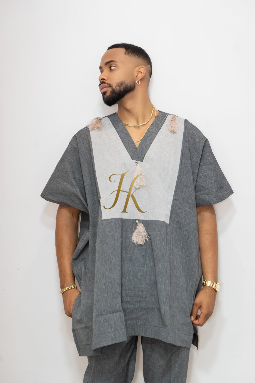 Luxury Elysian Linen: Handcrafted Kimono-Inspired Men's Top - kayibstrore