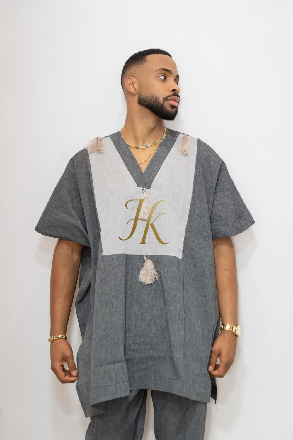 Luxury Elysian Linen: Handcrafted Kimono-Inspired Men's Top - kayibstrore