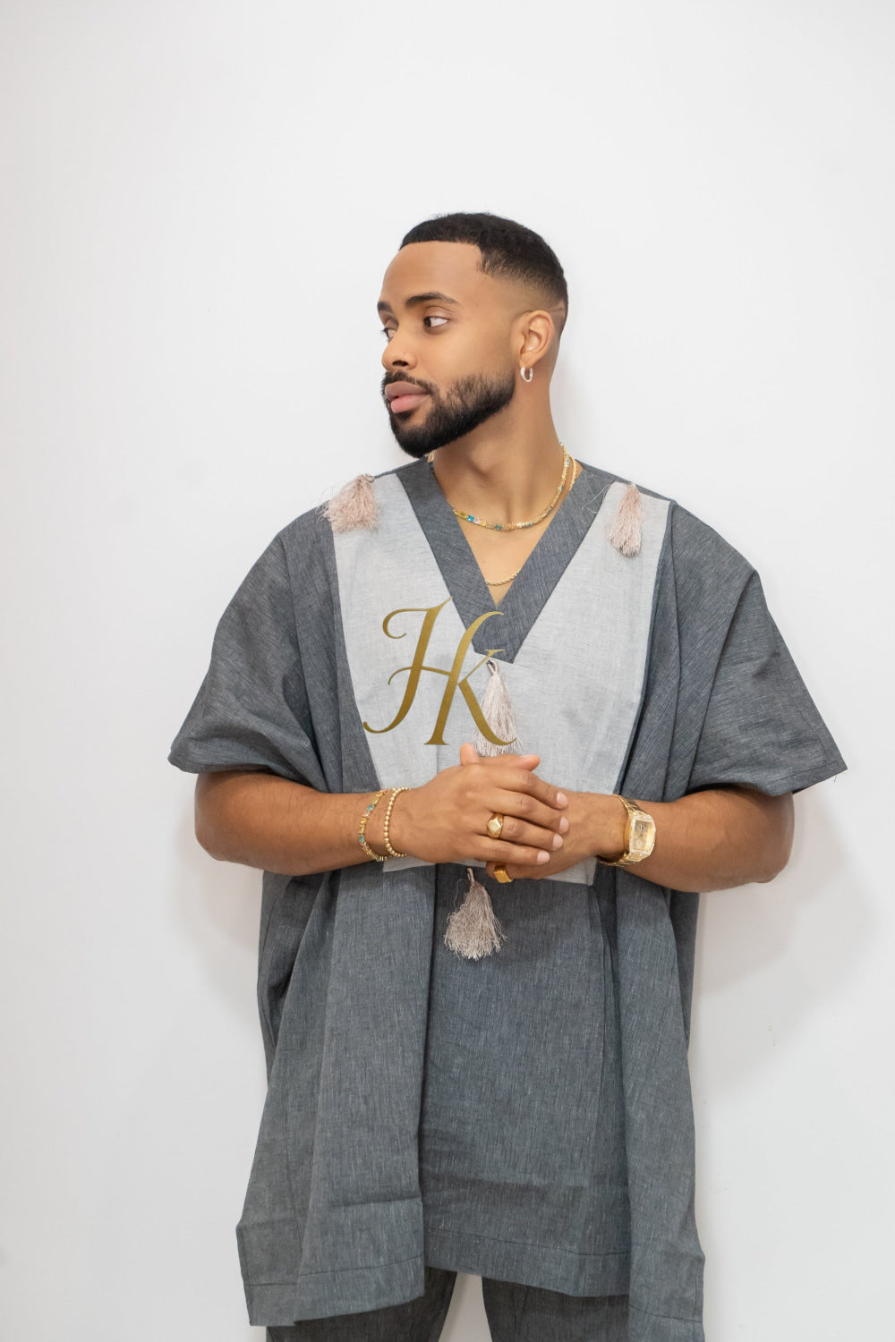 Luxury Elysian Linen: Handcrafted Kimono-Inspired Men's Top - kayibstrore