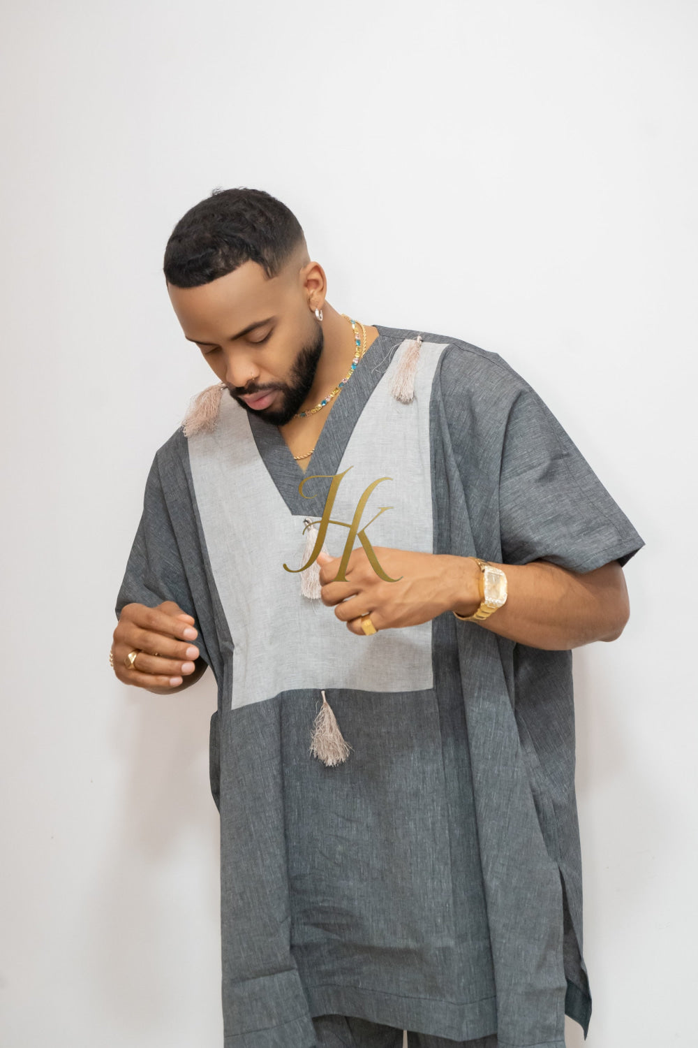 Luxury Elysian Linen: Handcrafted Kimono-Inspired Men's Top - kayibstrore