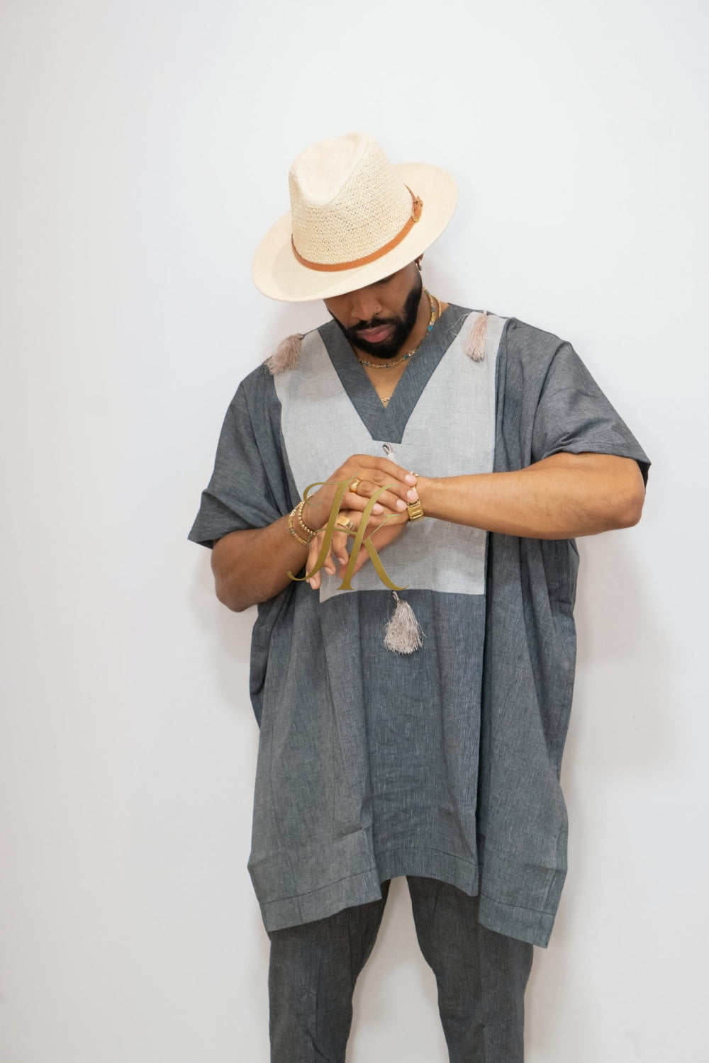 Luxury Elysian Linen: Handcrafted Kimono-Inspired Men's Top - kayibstrore