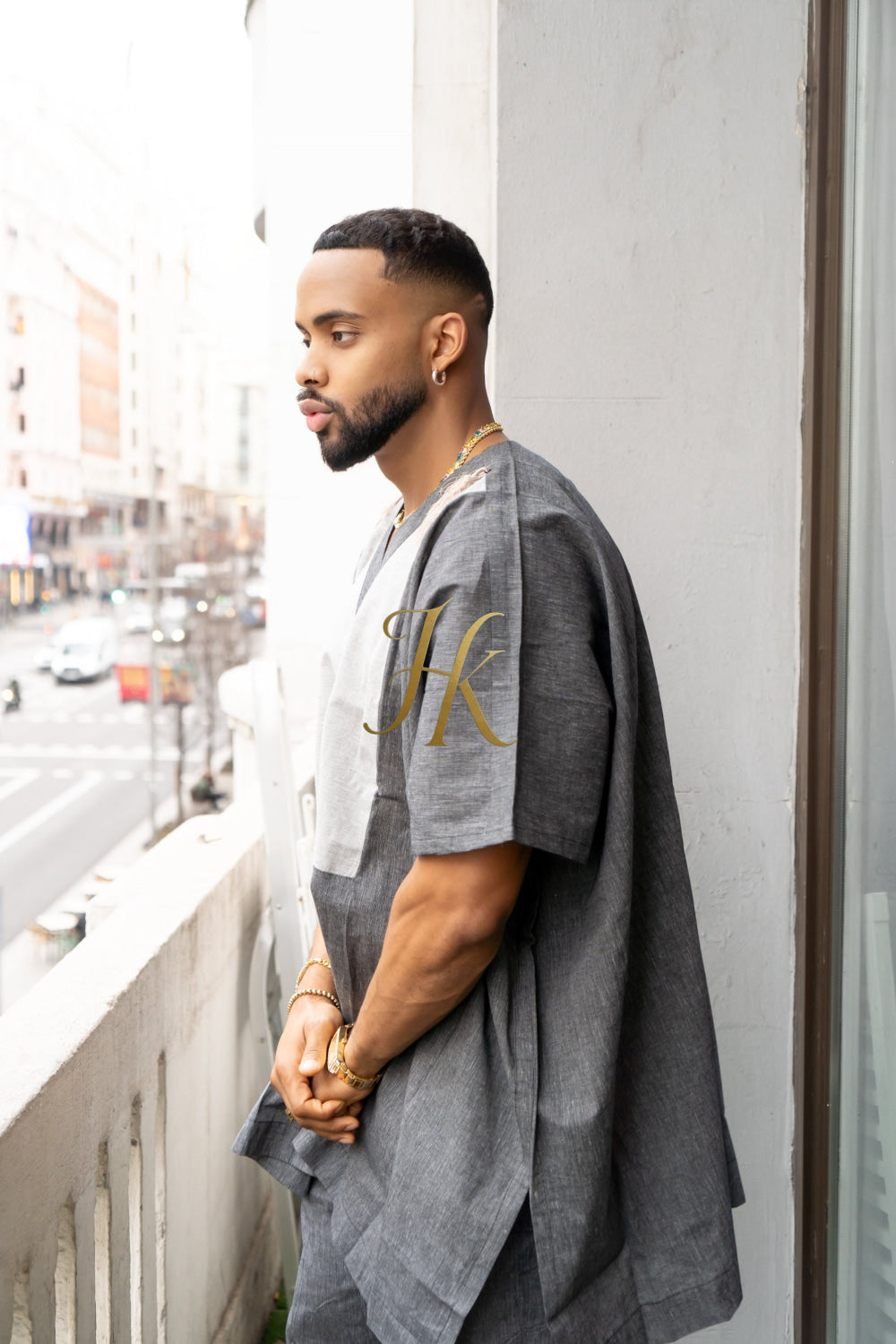 Luxury Elysian Linen: Handcrafted Kimono-Inspired Men's Top - kayibstrore