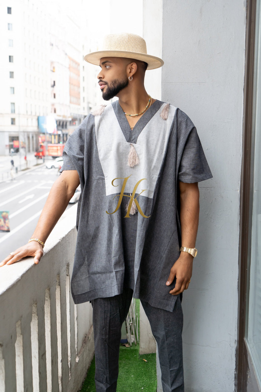 Luxury Elysian Linen: Handcrafted Kimono-Inspired Men's Top - kayibstrore