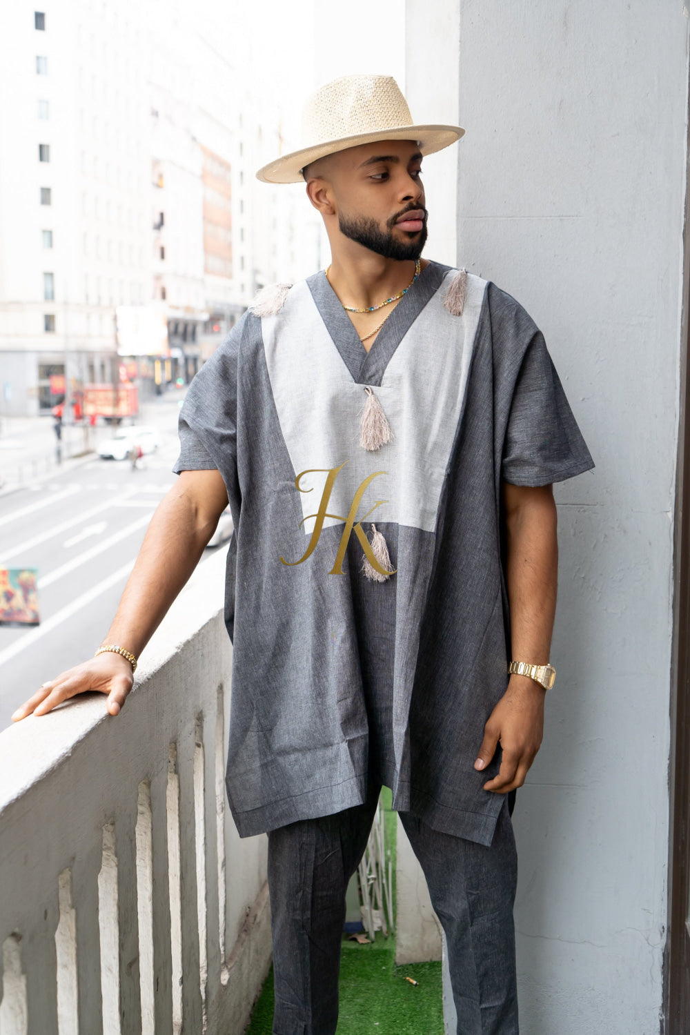 Luxury Elysian Linen: Handcrafted Kimono-Inspired Men's Top - kayibstrore