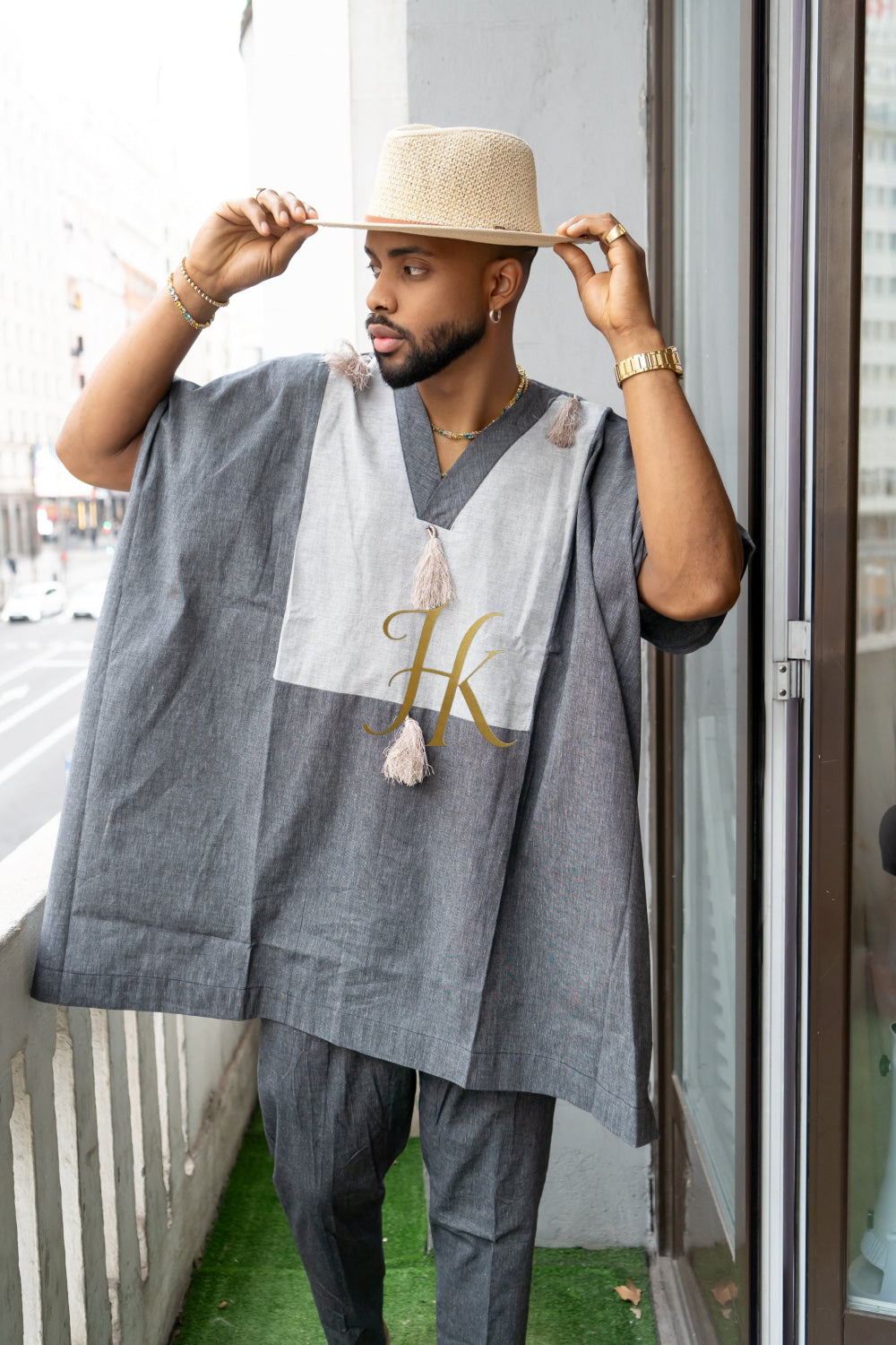 Luxury Elysian Linen: Handcrafted Kimono-Inspired Men's Top - kayibstrore