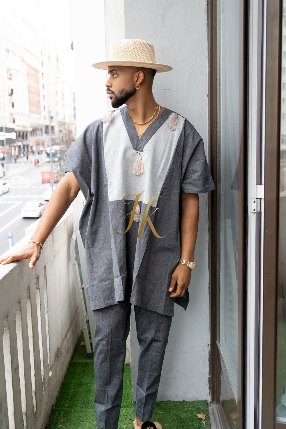 Luxury Elysian Linen: Handcrafted Kimono-Inspired Men's Top - kayibstrore