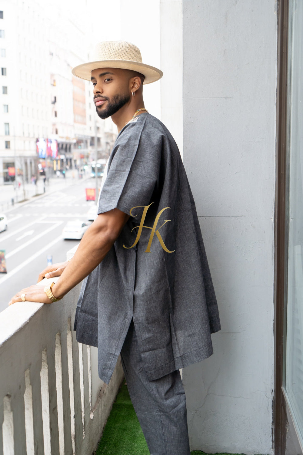 Luxury Elysian Linen: Handcrafted Kimono-Inspired Men's Top - kayibstrore