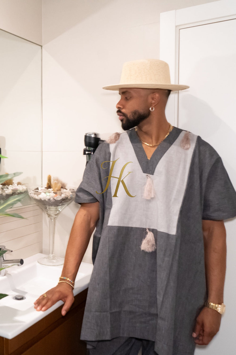 Luxury Elysian Linen: Handcrafted Kimono-Inspired Men's Top - kayibstrore