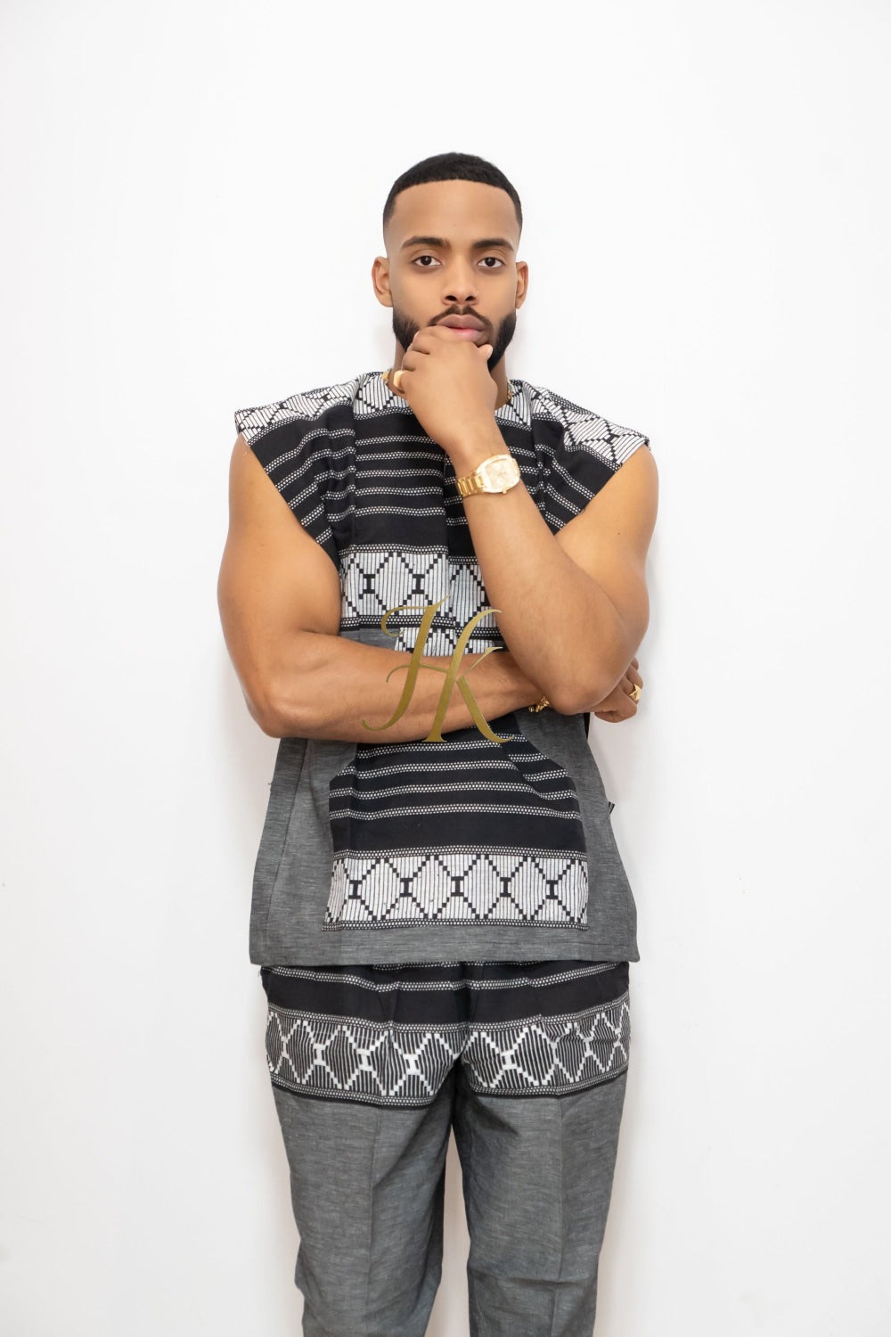 Elysian Linen: Handcrafted Kimono-Inspired Men's Top - kayibstrore
