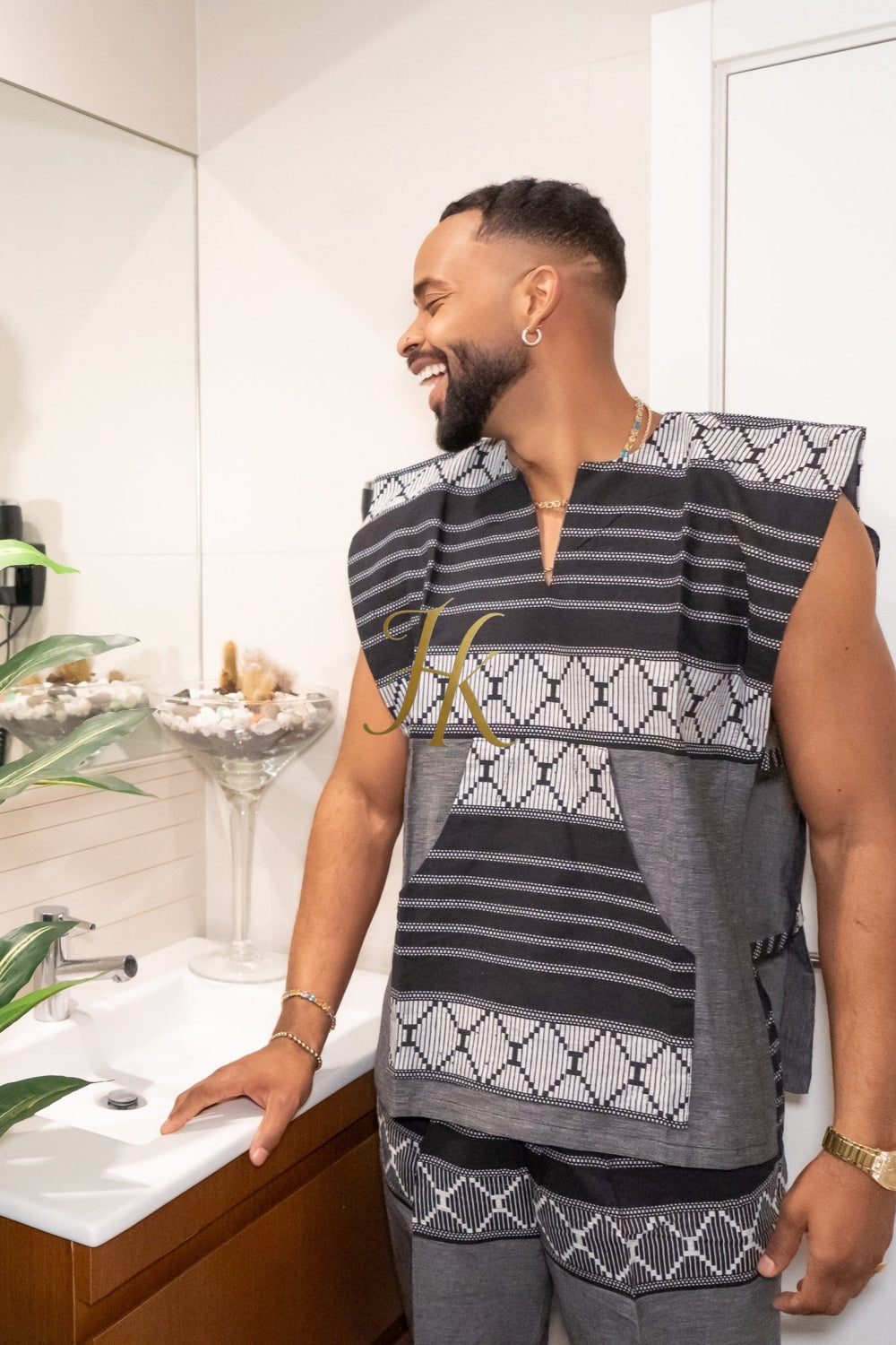 Elysian Linen: Handcrafted Kimono-Inspired Men's Top - kayibstrore