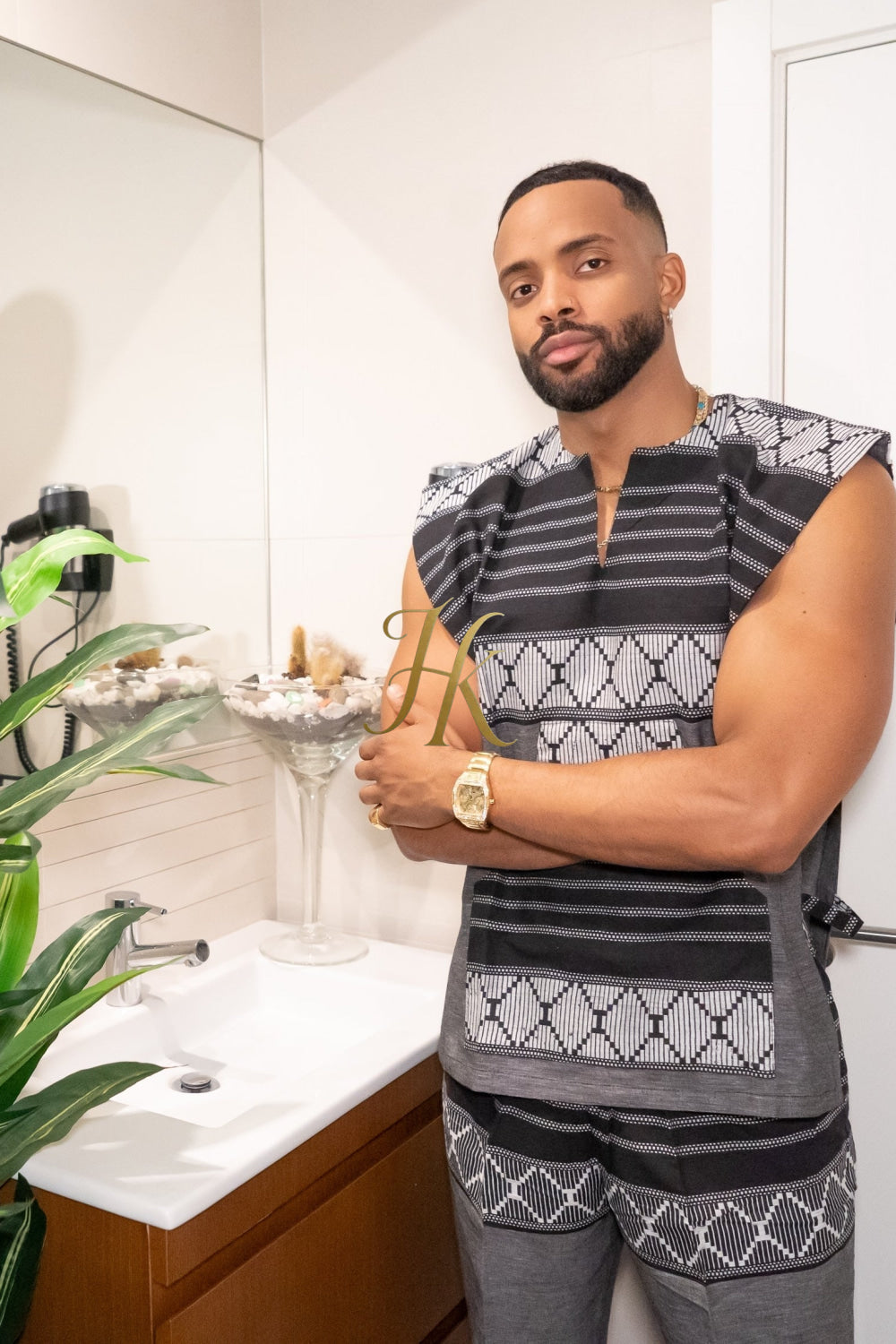 Elysian Linen: Handcrafted Kimono-Inspired Men's Top - kayibstrore