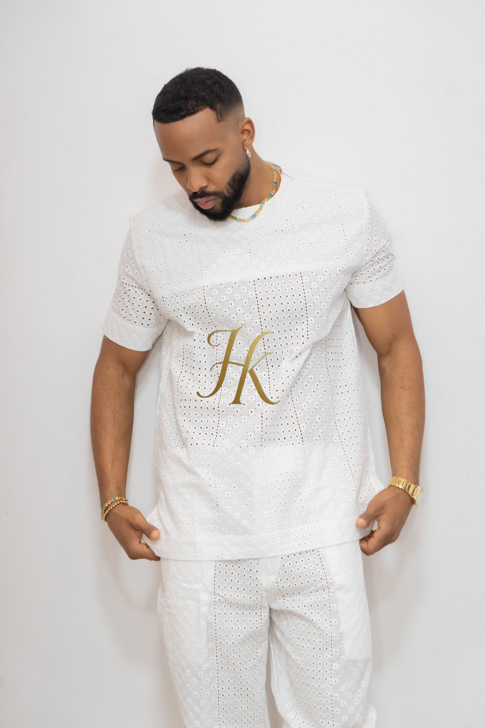 Summer Luxury Men's Lace Two-Piece Clothing: Sophisticated & Versatile Ensemble - kayibstrore