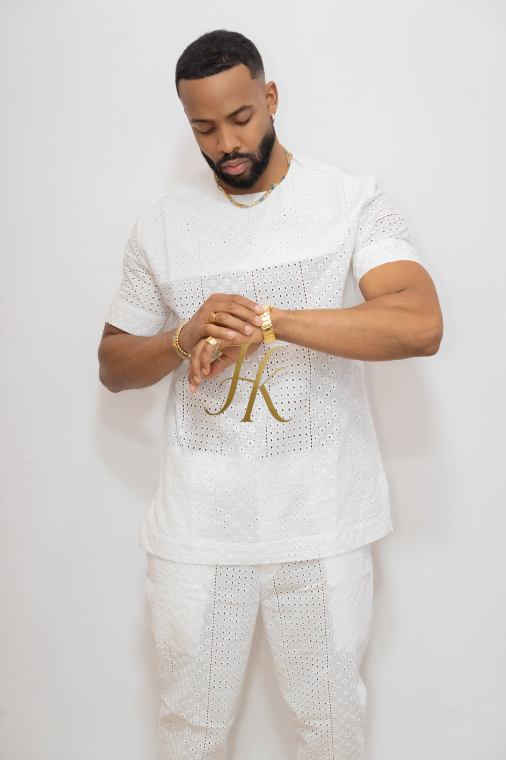 Summer Luxury Men's Lace Two-Piece Clothing: Sophisticated & Versatile Ensemble - kayibstrore