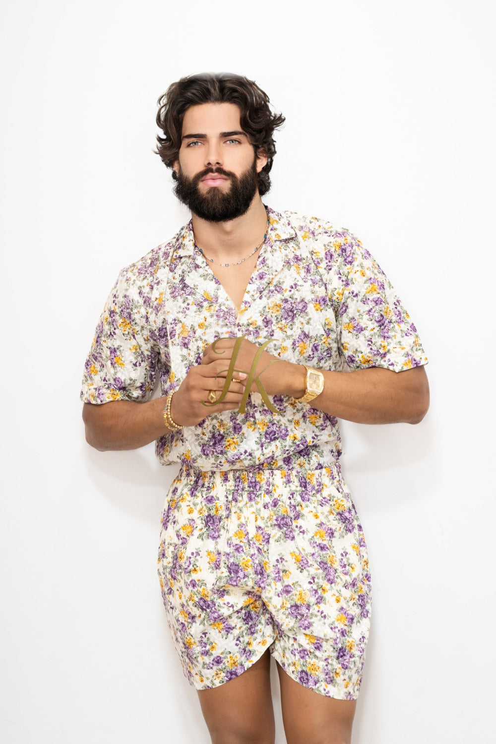 Flowers Spring/Summer Men's Lace Two-Piece Clothing - kayibstrore