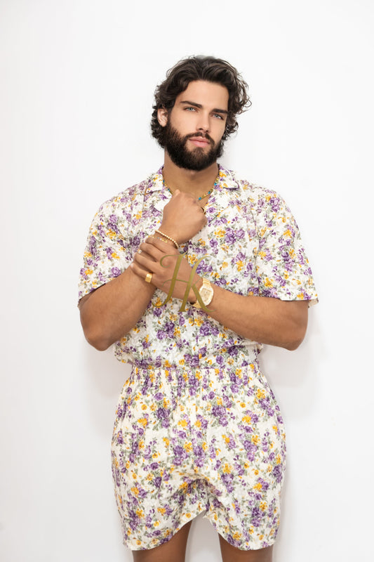 Flowers Spring/Summer Men's Lace Two-Piece Clothing - kayibstrore